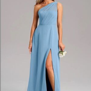Azazie Steele Blue Bridesmaid Dress